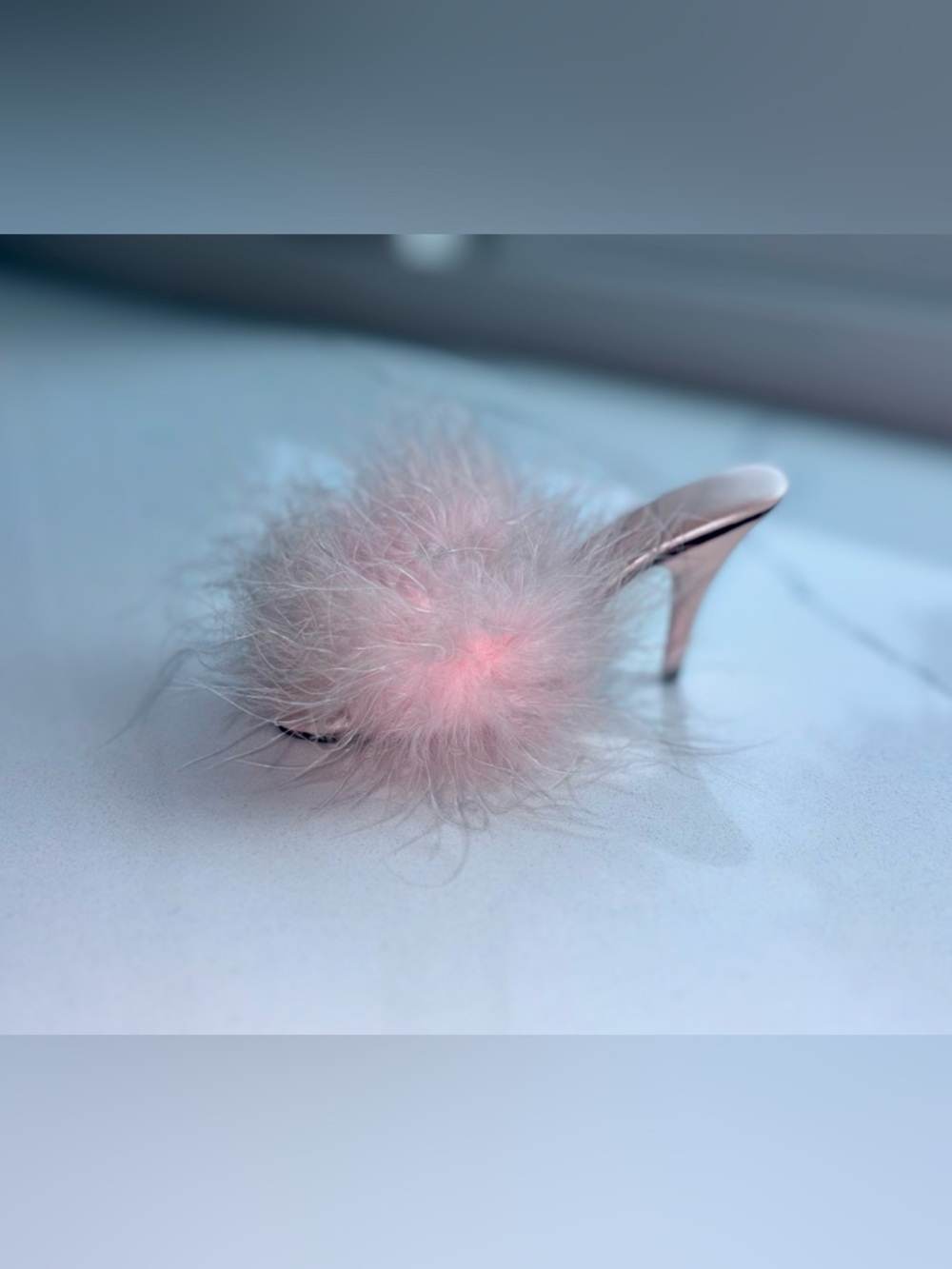 Just The Right Shoe Pink Feathered Mule